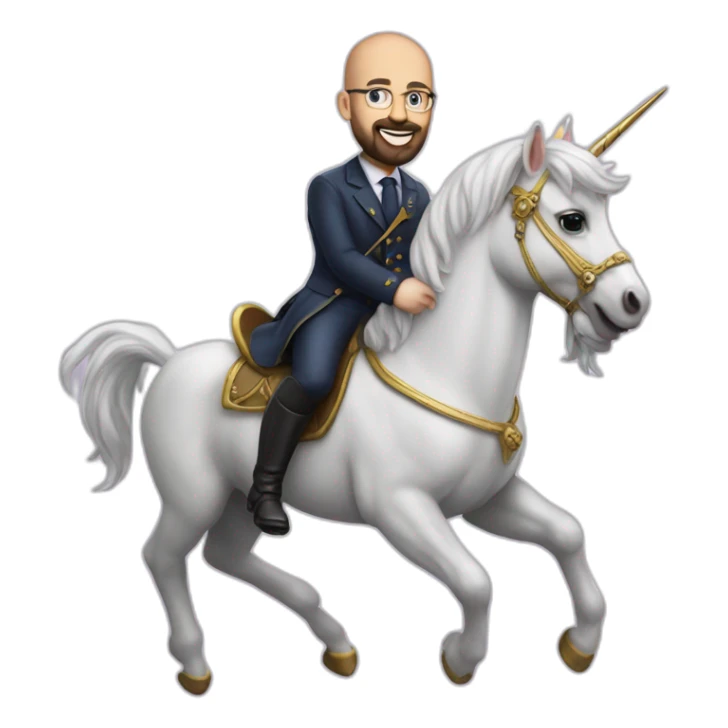 Charles Michel on a unicorn sticker