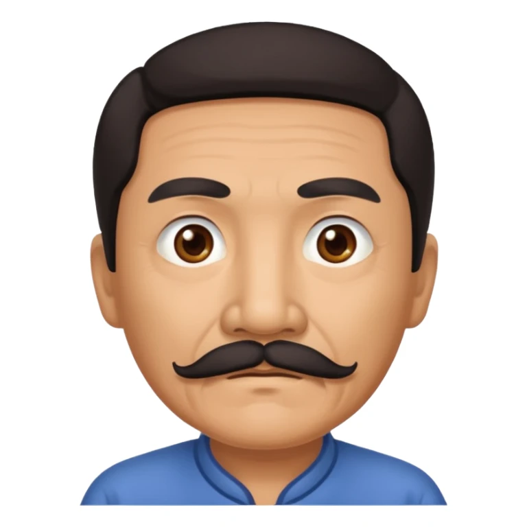 Old Chinese man with dark hair and mustache sticker