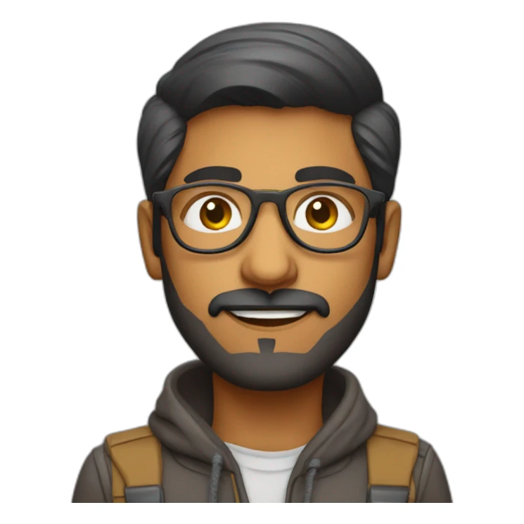 Indian male designer with Realistic spectacles and a stubble sticker