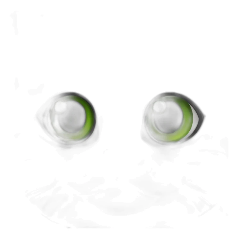 Chubby Striped dark grey female cat with Green eyes and white chest sticker