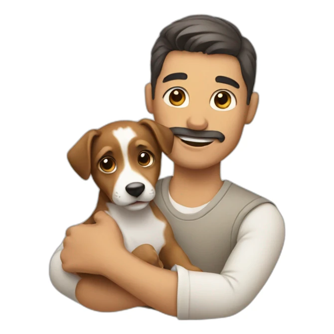 A man holding a puppy  sticker
