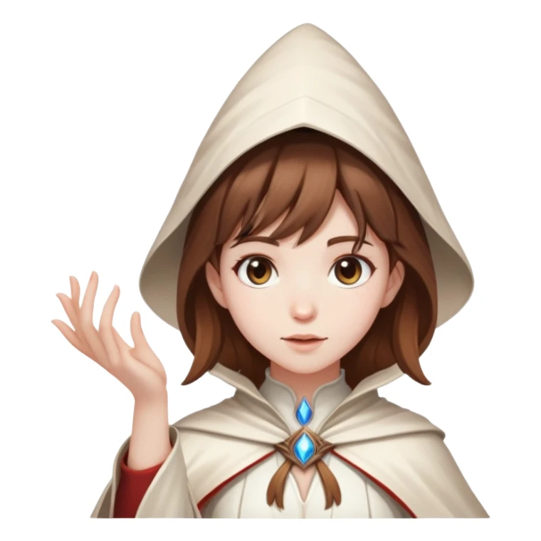 Pretty girl brown hair white mage casting freeze spell sticker