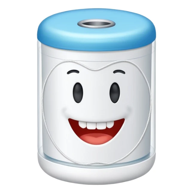 Round of white thread dental floss sticker