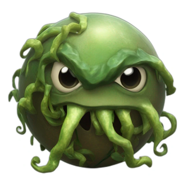 3d sphere with a cartoon elderly kelp Ravager skin texture with young eyes sticker