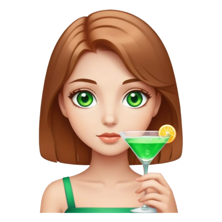 green eyes light brown hair white girl holding a cosmo sticker