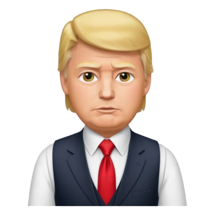 donald trump in vest with tie sticker