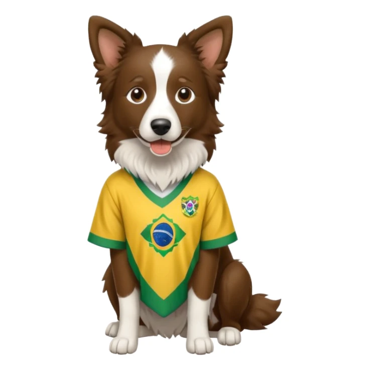 Border collie marrom usando camisa do brasil full body  sticker