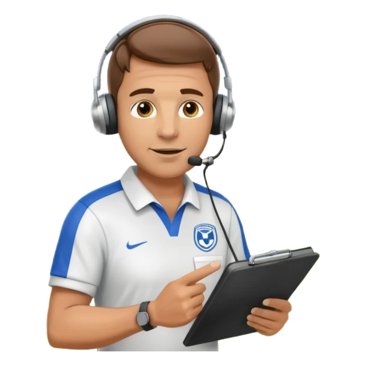 Soccer coach giving instructions on field, stadium lights, cinematic, realistic ⚽📋 sticker