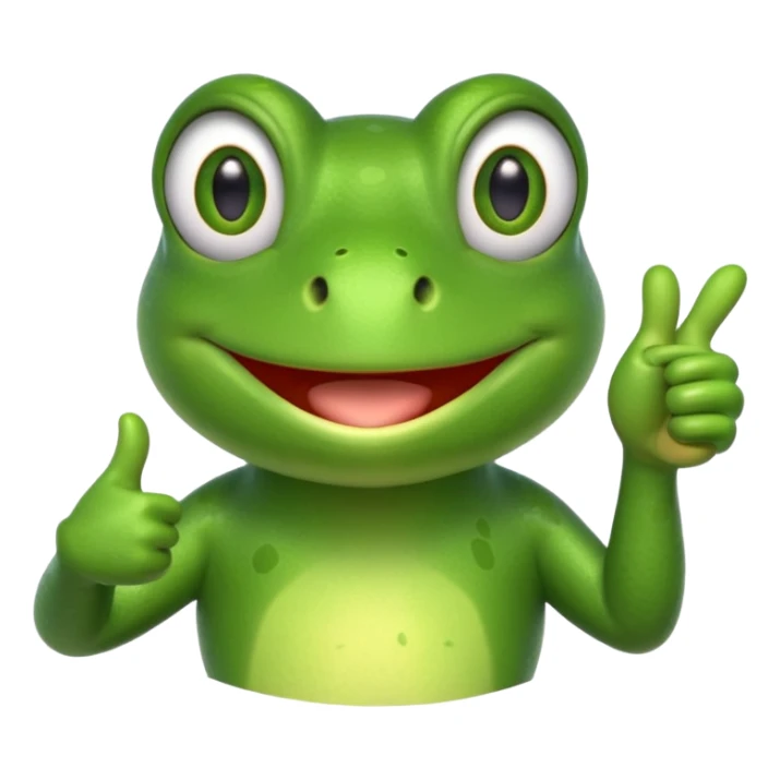 Can you create an animated emoji gif of a cute frog giving a thumbs up for agreement sticker