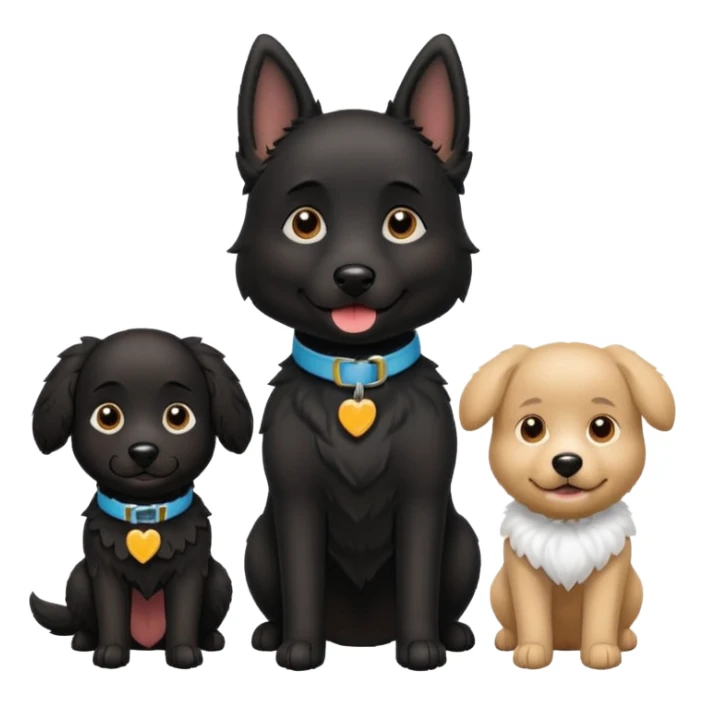 Four Dogs selling a black dog with a collar sticker