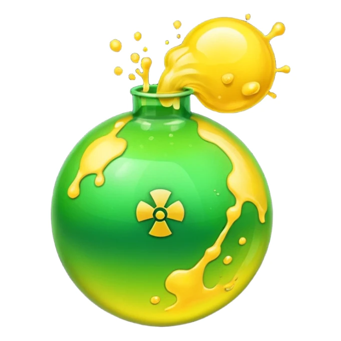 create a poison bomb which is radioactive in color, make the poison inside spoiling out and make the bomb gradient from green to yellow, make the bomb a sphere sticker