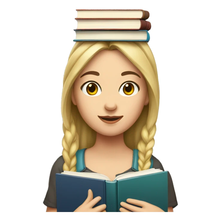 caucasian girl with books on her head sticker