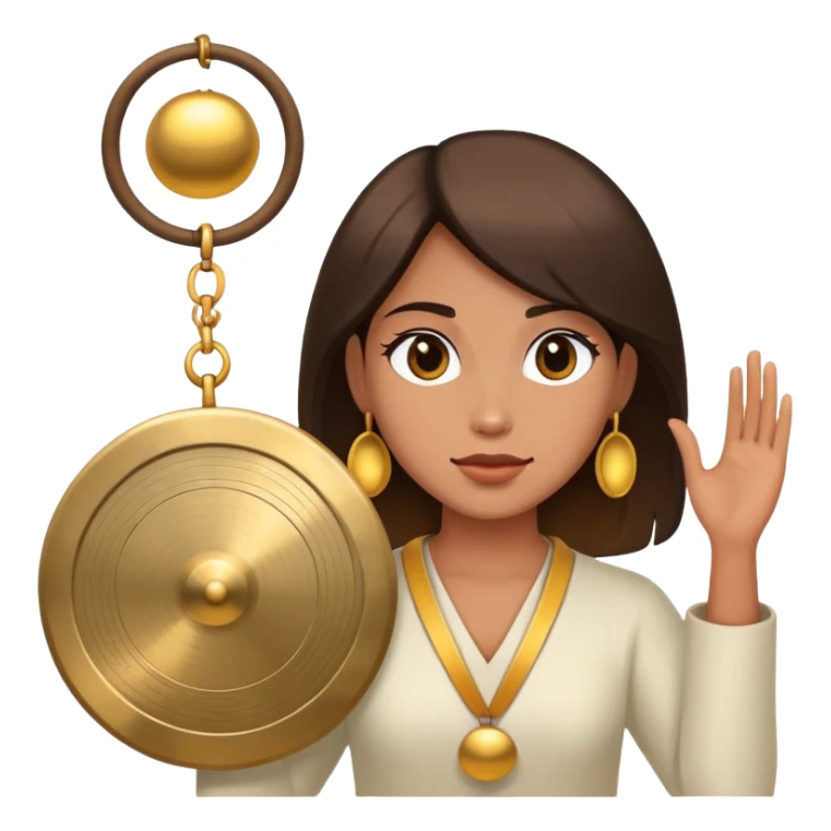 woman with a gong sticker