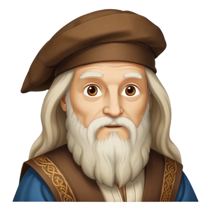 Leonardo da Vinci with long beard and Renaissance clothing sticker