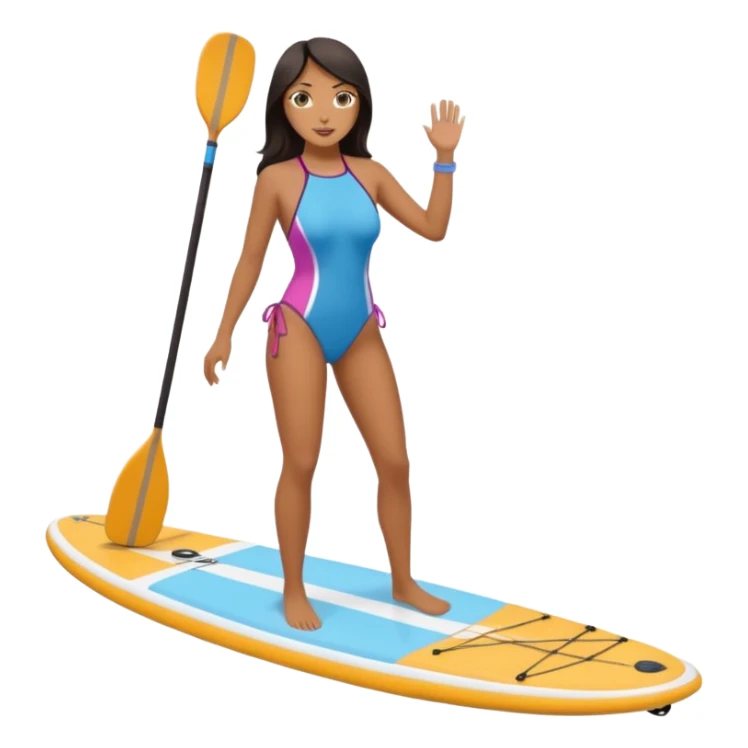 Dark haired women on Standing paddle board sticker