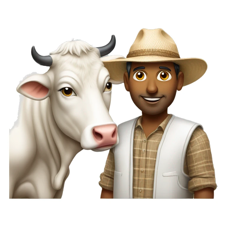 indian dairy farmer with cow nearby sticker