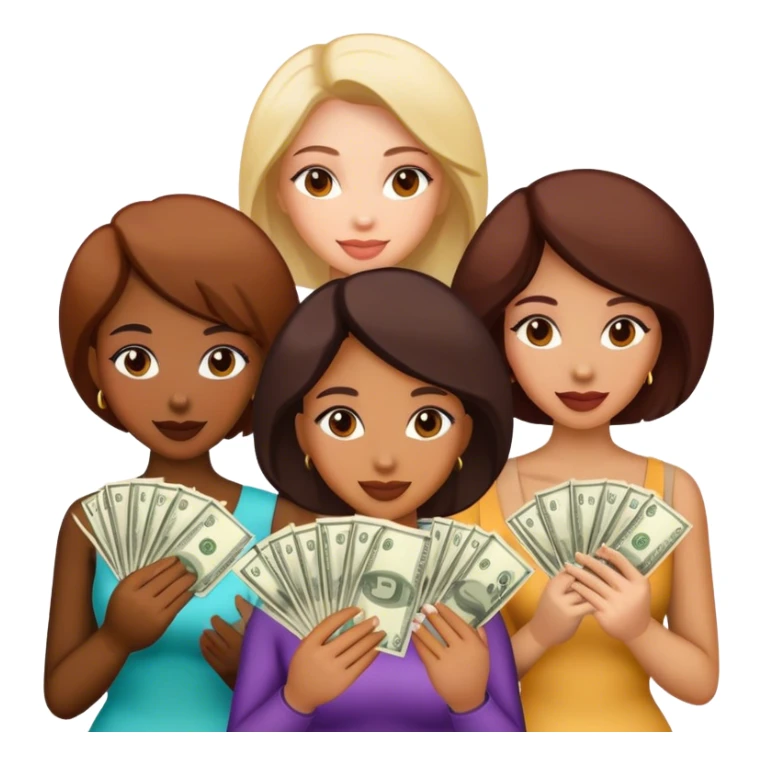 9 Women holding money  sticker