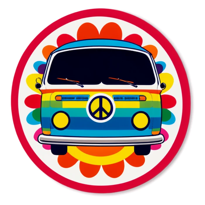 Happy birthday hippie colors 70s vibe  sticker