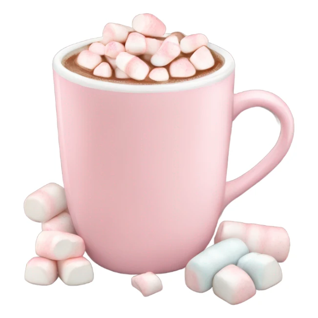 Light Pink mug of hot chocolate with marshmallows  sticker