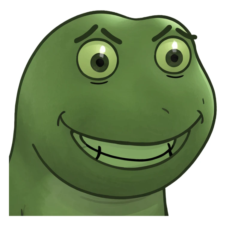 Nervous awkward face with a fake smile sticker