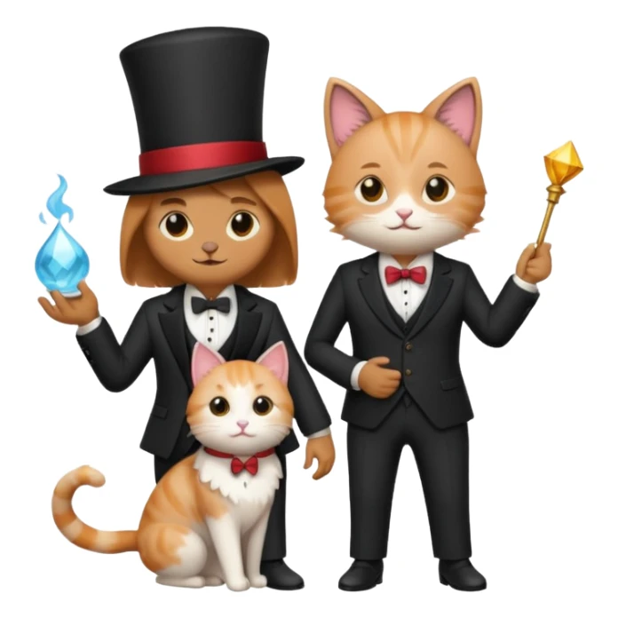 magician couple and their pet cat sticker