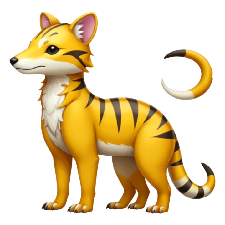 Colorful tropical exotic shiny white beautiful fantasy-Thylacine-Vernid-Cacomistle-Oncilla-animal-Fakémon-hybrid-fursona (full body) sticker
