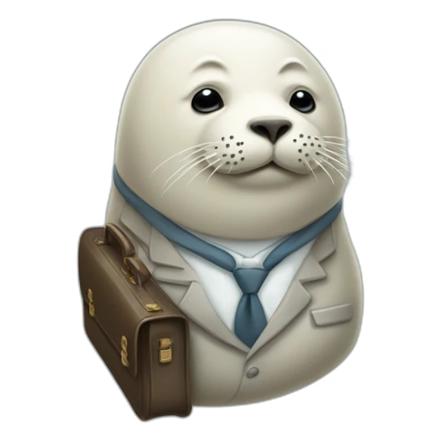 White old seal in tie and with briefcase and closed eyes sticker