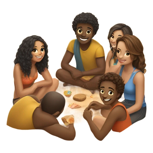 Group of friends sitting on the beach sticker