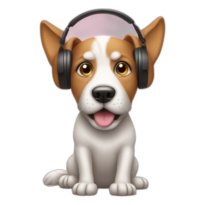 dog listening to music sticker