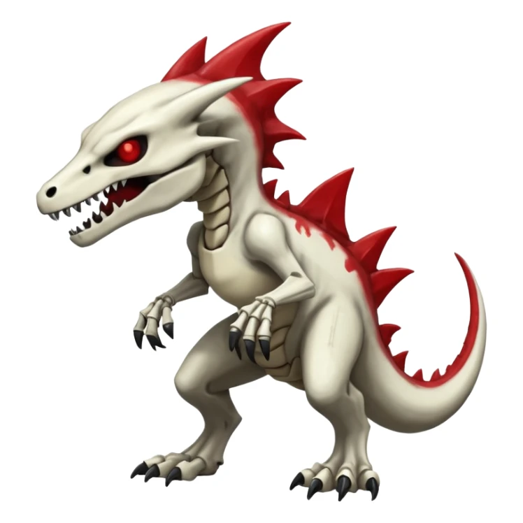 Shiny White Evil Glowing Eldritch Skeletal Creepy Edgy Badass Cool Marowak-Boneknapper-Salandit-Duskull-Darkdramon-fusion with bloody red markings sticker