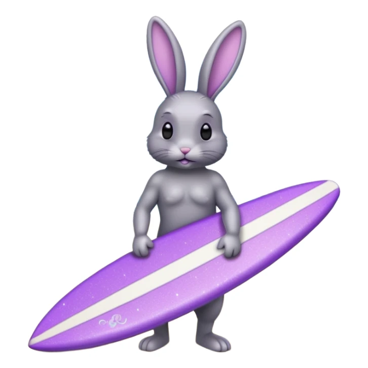 glitter gray bunny purple cian surf sticker