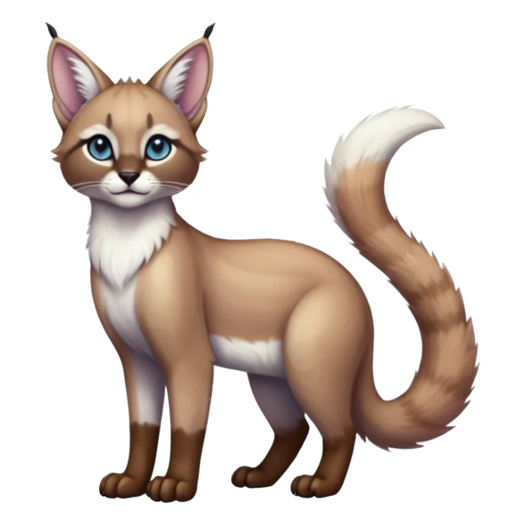 pastel white glorious divine exotic cute cool beautiful shiny beautiful fantasy-caracal-civet-genet-sergal-vernid-Cacomistle-oncilla-animal-Fakémon-hybrid-fursona (full body) sticker
