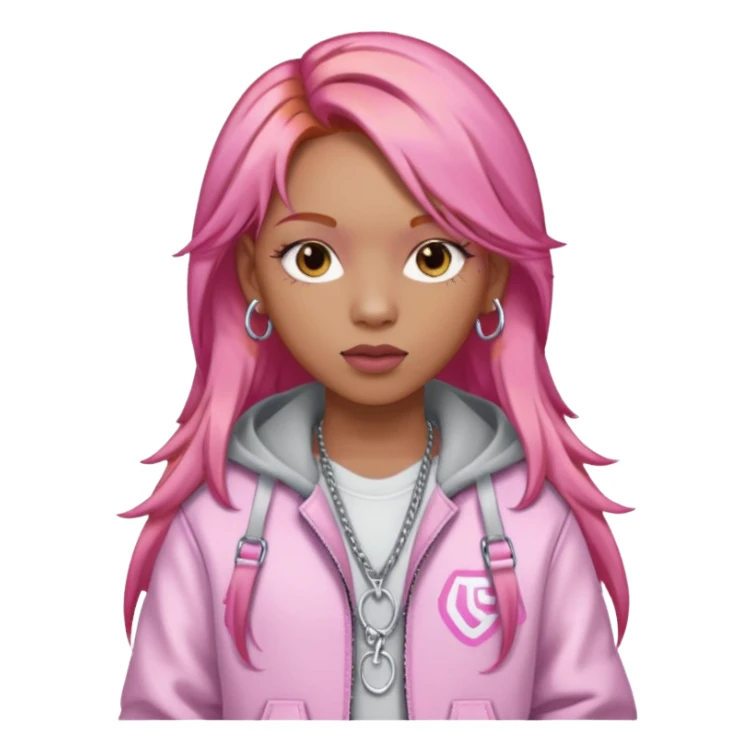 Ice Spice, Rapper (b.2000) with long ginger hair, pink hair sticker