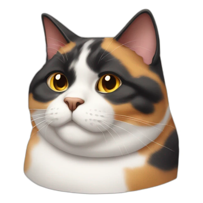 obese calico cat with double chin sticker