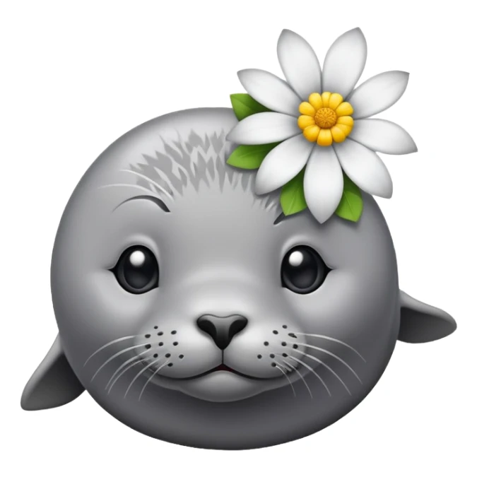 Seal sitting down with the flower on the head sticker