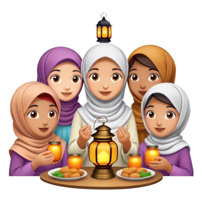 Feast for girls with Ramadan lantern  sticker