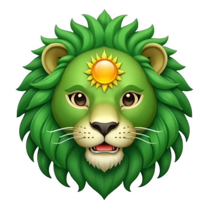 Majestic green lion with sun in his mouth sticker