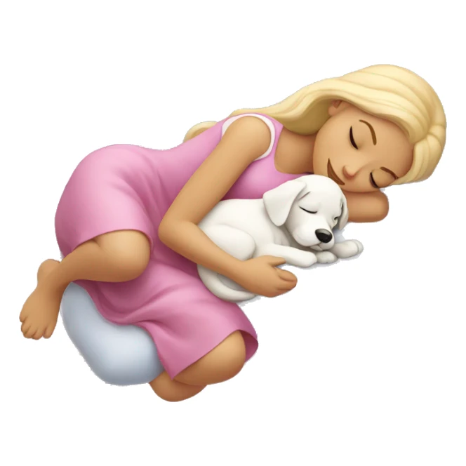 Sleeping beauty girl with white puppy sticker