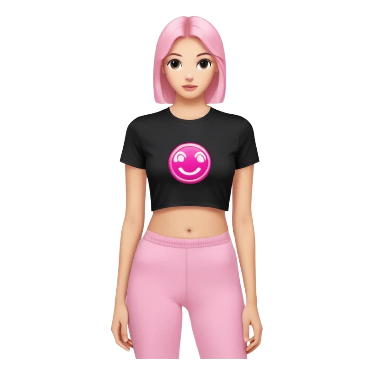 super realistic black crop t shirt with pink logo sticker