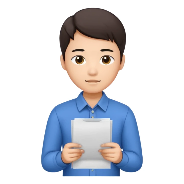 The asian student submits his work to the teacher sticker