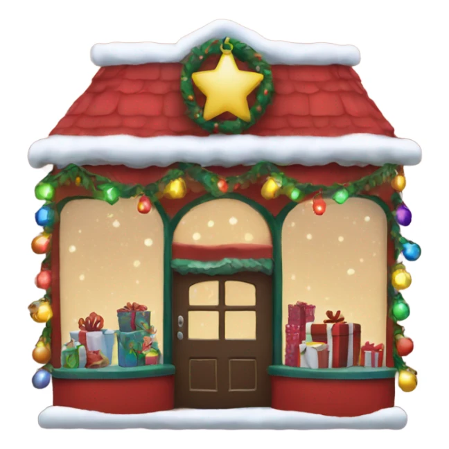 Christmas shop with Christmas lights  sticker