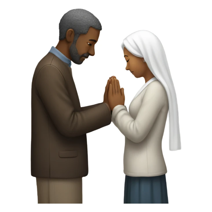 A man standing behind a women praying  sticker