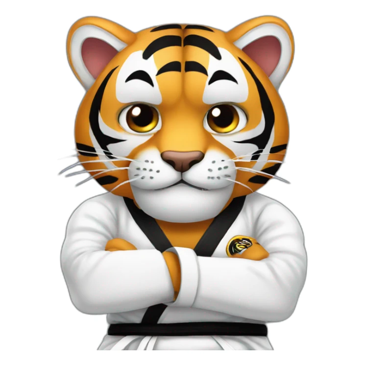 Tiger with evil face   jiu jitsu with his arms crossed sticker