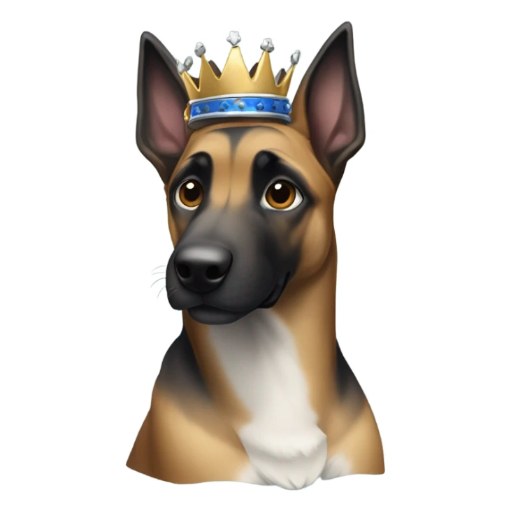 A malinois dark blue merle without red color with a crown on his head sticker