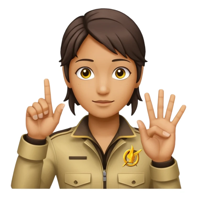 yellow hand doing the three fingers up salute from the hunger games sticker