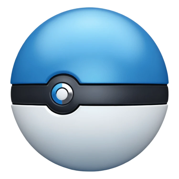 blue pokeball emoji, top half is a more saturated blue, bottom half is white, black stripe, with a metallic sheen sticker