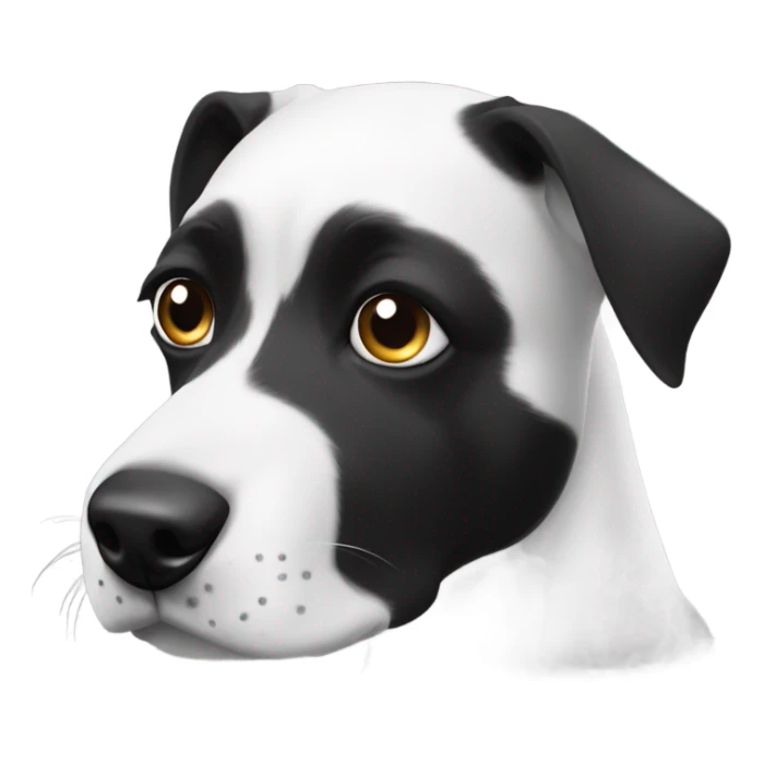 Black and white dog head  left eye black around rest white  sticker