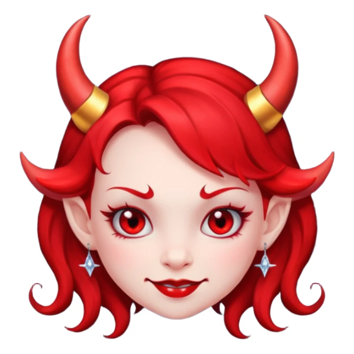 Devil girl cartoon sticker, smirk, sparkles, cute but naughty sticker