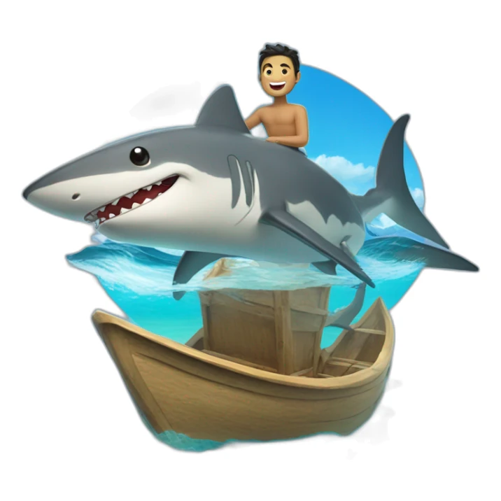 Un homme tahitien sur un requin  sticker