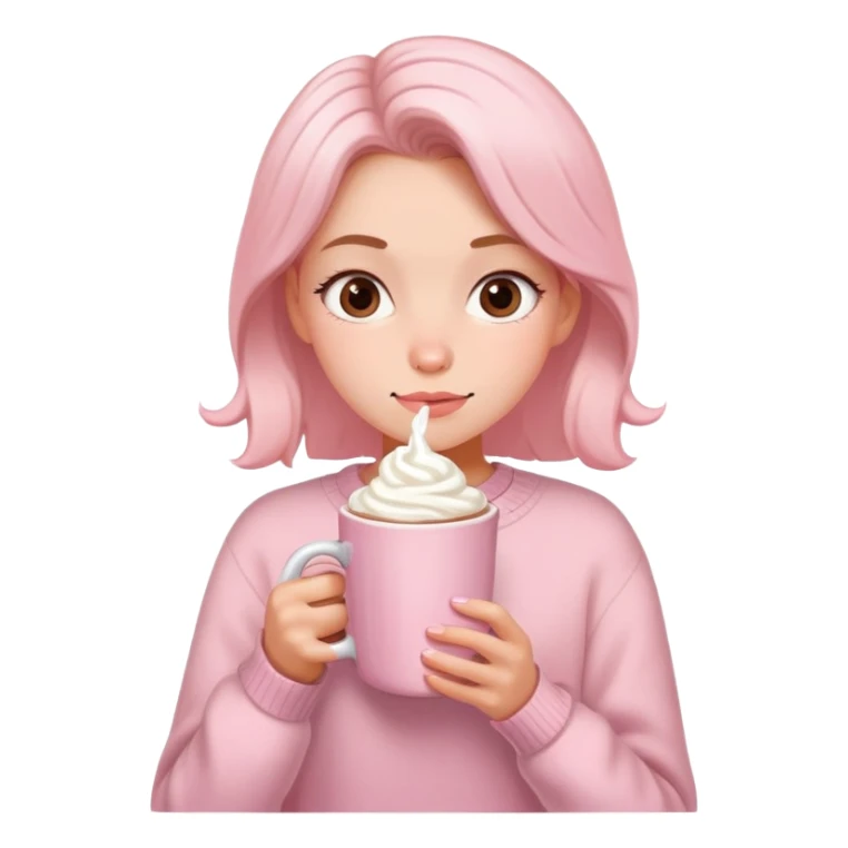 A girl who loves pastel pink drinking hot chocolate  sticker